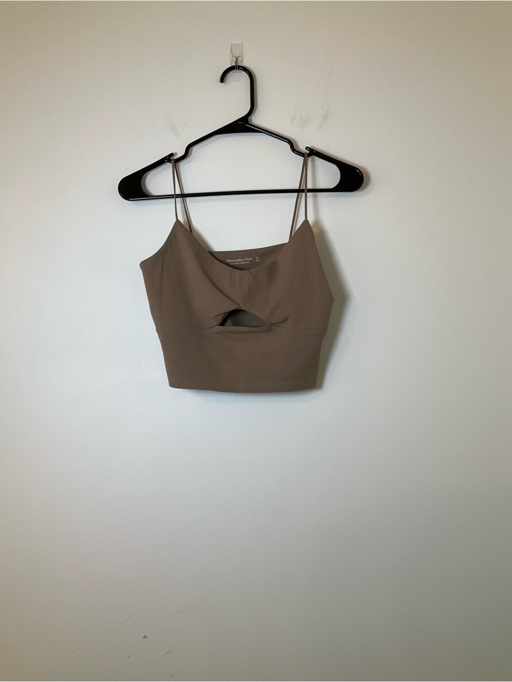 Abercrombie & Fitch Soft A&F Cutout Crop Tank Taupe Medium